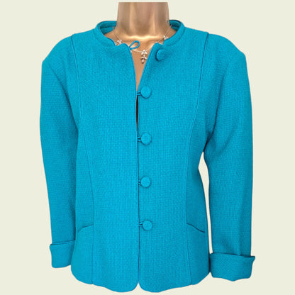 Caroline Charles Vintage Turquoise Blue Dress And Jacket UK 16/18 US 12/14 EU 44/46 - Timelessfashions