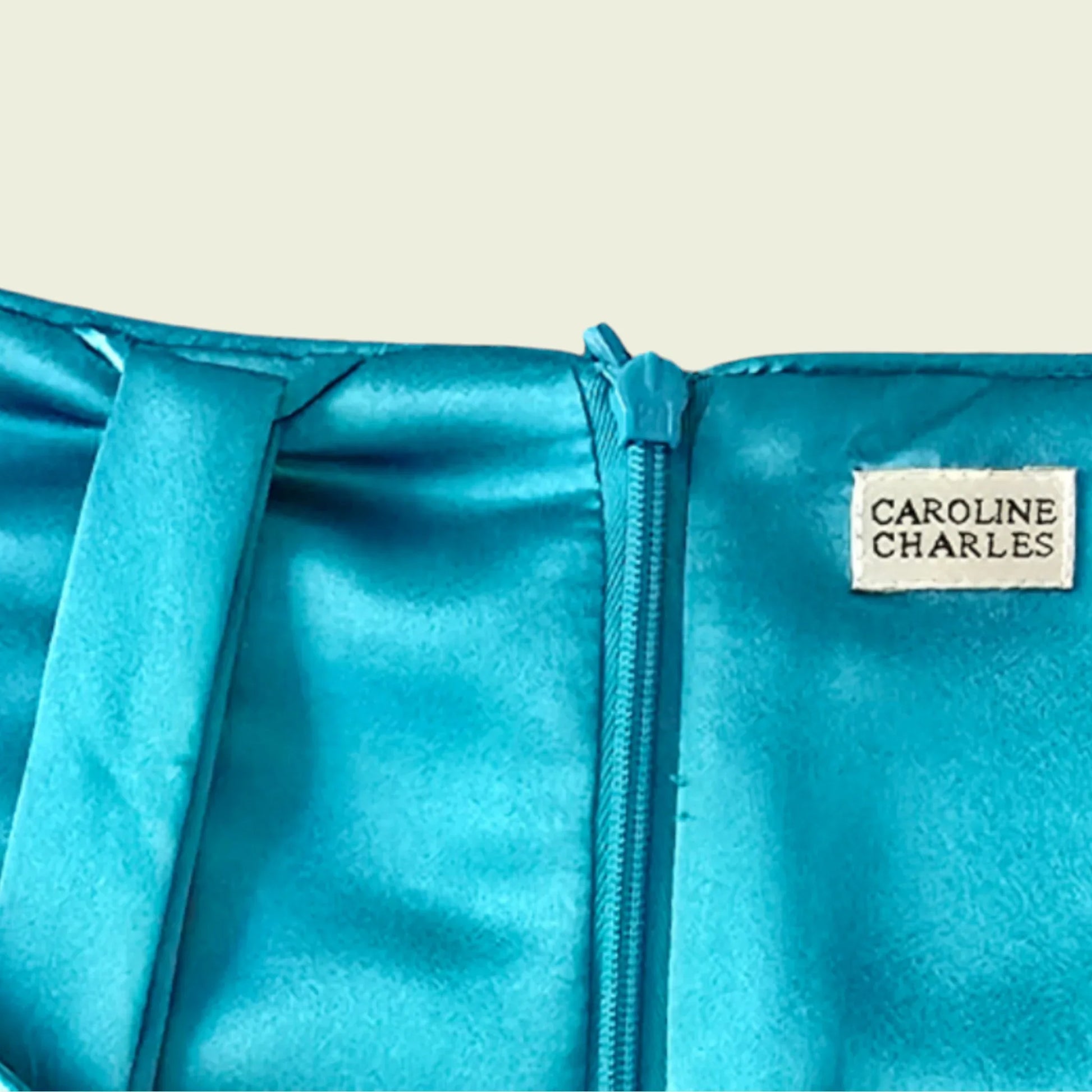 Caroline Charles Vintage Turquoise Blue Dress And Jacket UK 16/18 US 12/14 EU 44/46 - Timelessfashions