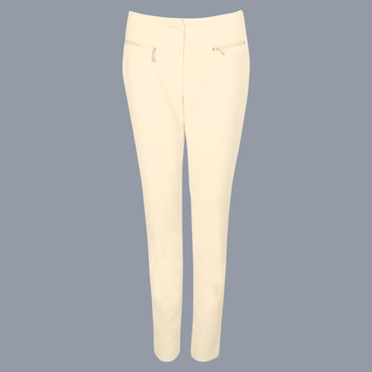 Marie Mero Cream Ladies Zip Pockets Tapered Stretch Trousers UK 16 US 12 EU 44 - Timelessfashions