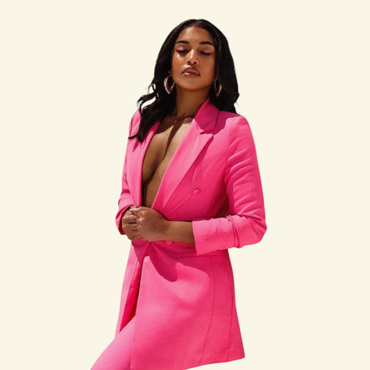 Pretty LittleThing Bubblegum Pink Double Breasted Woven Blazer UK 10 US 6 EU 38 BNWT - Timelessfashions