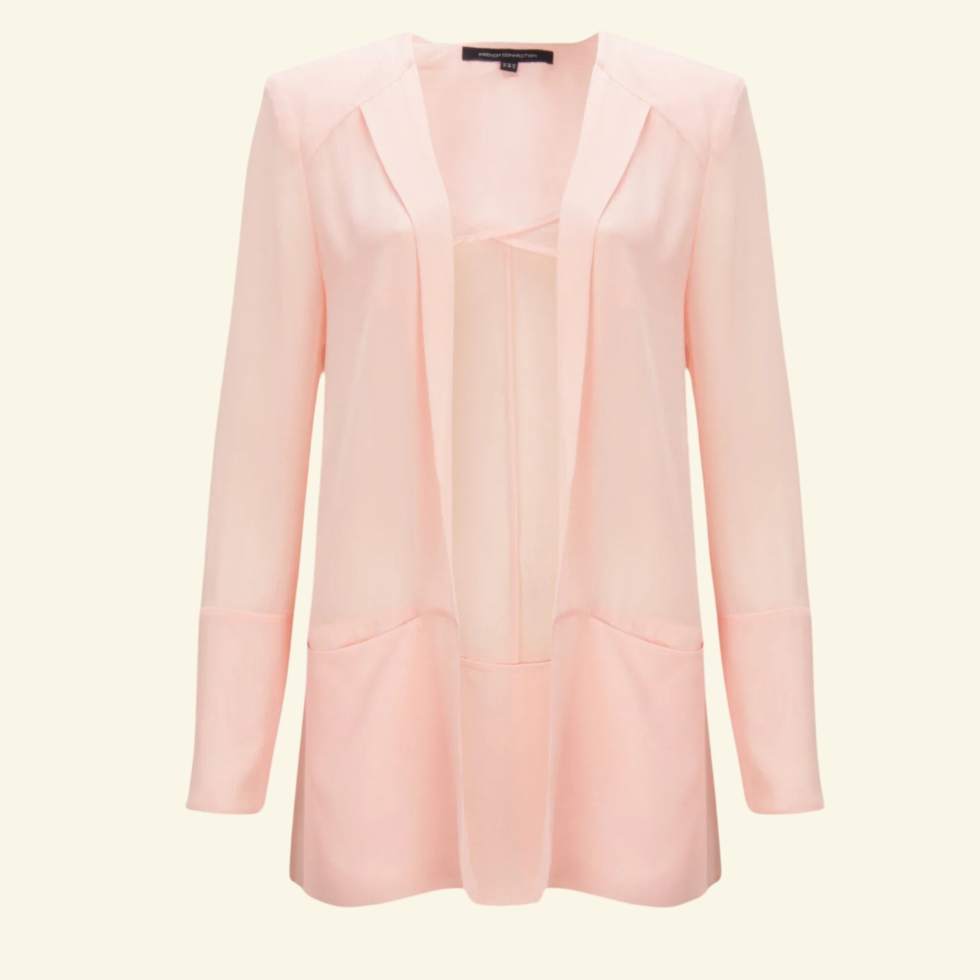French Connection Shimmer Spell Semi-Sheer Jacket, Pink UK 12 US 8 EU 40 - Timelessfashions