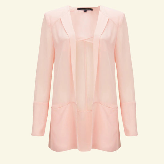 French Connection Shimmer Spell Semi-Sheer Jacket, Pink UK 12 US 8 EU 40 - Timelessfashions