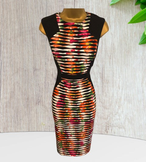 Joseph Ribkoff Black Multicolour Bodycon Dress UK 10 US 6 EU 38 Timeless Fashions