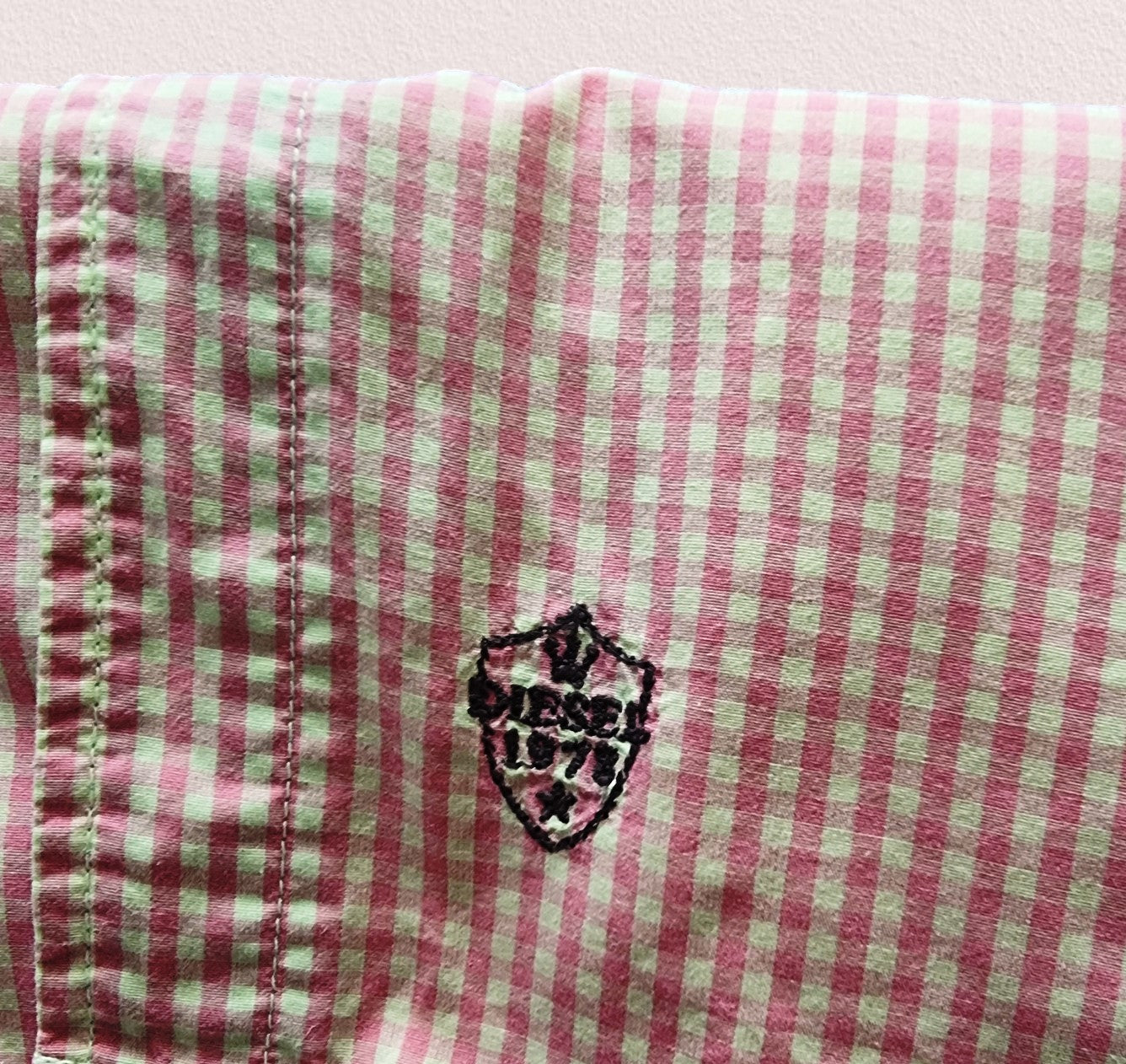 Diesel Pink Check Short Sleeve Shirt UK S Timeless Fashions