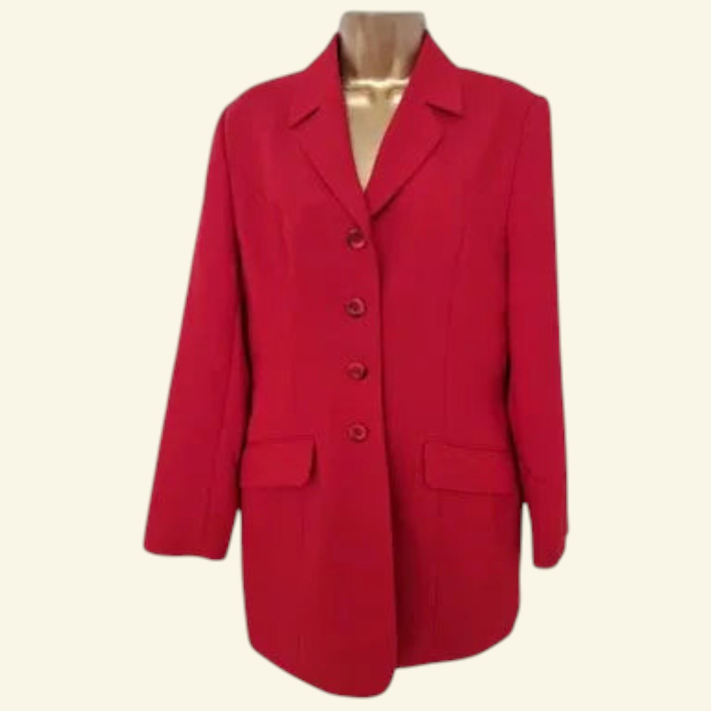 Essentials Womens Red Fitted Lined Jacket UK 12 - Timelessfashions