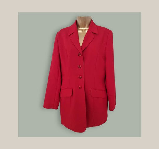 Essentials Womens Red Fitted Lined Jacket UK 12 Timeless Fashions