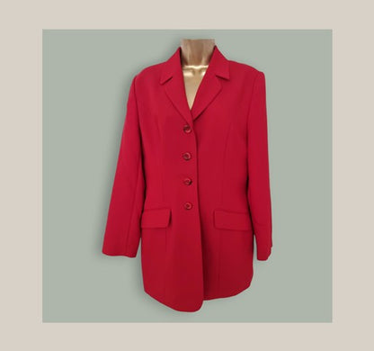 Essentials Womens Red Fitted Lined Jacket UK 12 Timeless Fashions