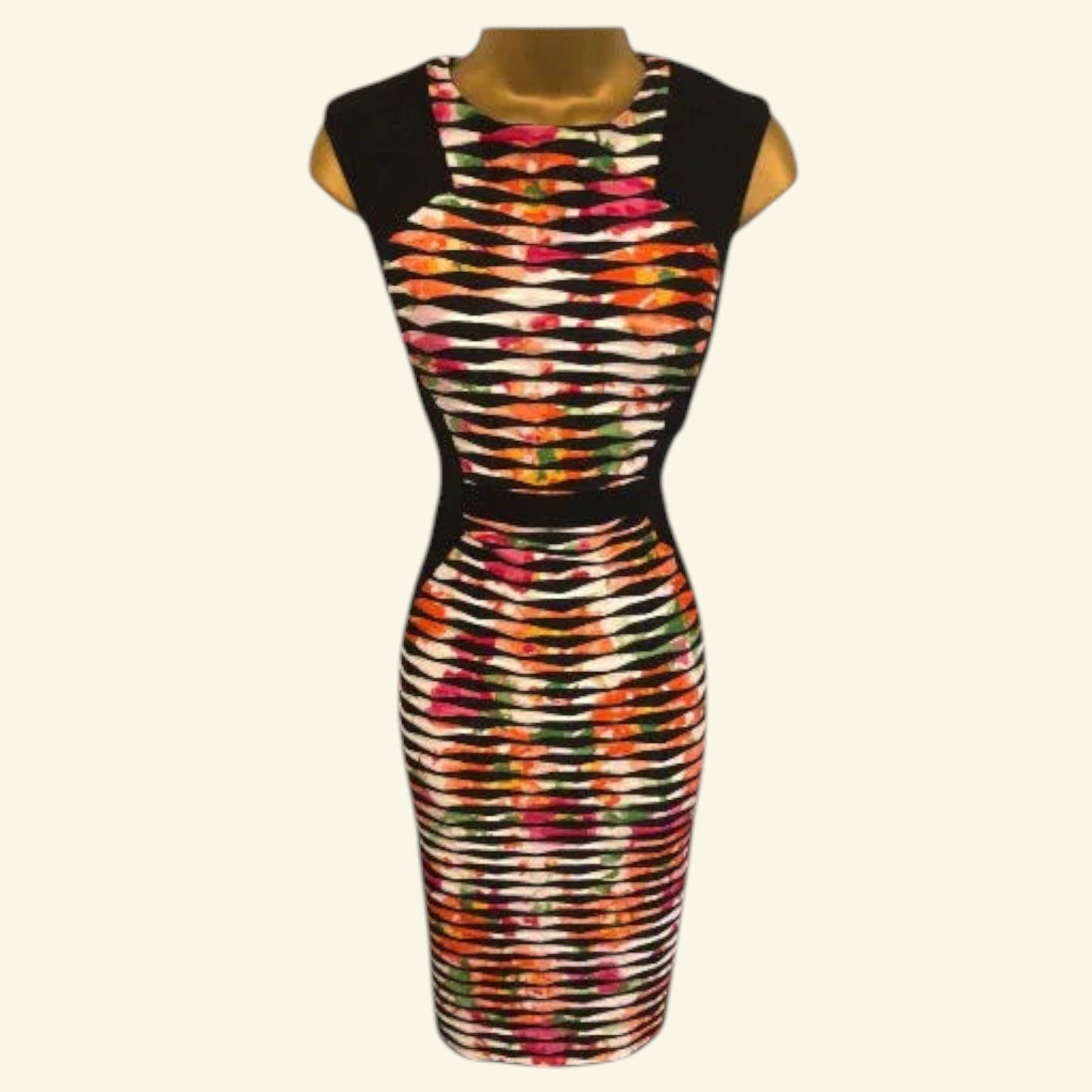 Joseph Ribkoff Black Multicolour Bodycon Dress UK 10 US 6 EU 38 - Timelessfashions