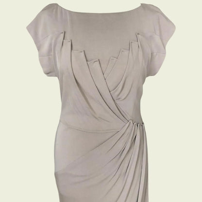 Karen Millen Taupe Jersey Folded Stretch Mini Dress UK 12 US 8 EU 40 - Timelessfashions