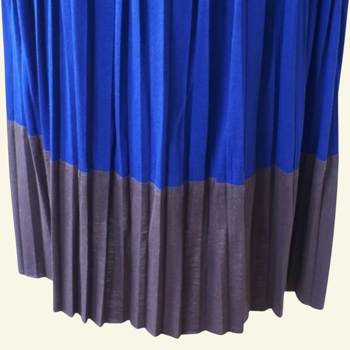 Hoss Intropia Blue & Brown Colour Block Pleated Sundress UK 10 US 6 EU 38 - Timelessfashions