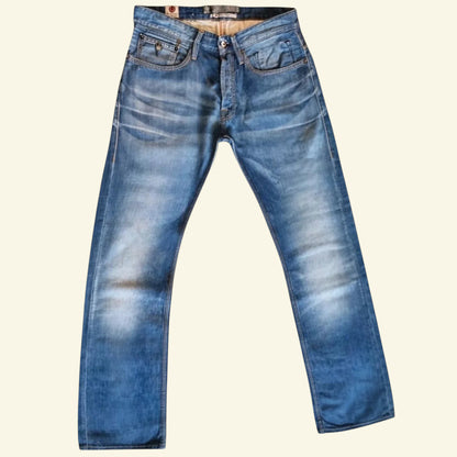Kuyichi Daniel Men's Blue Regular Fit Straight Leg Faded Denim Jeans W34 L32 - Timelessfashions