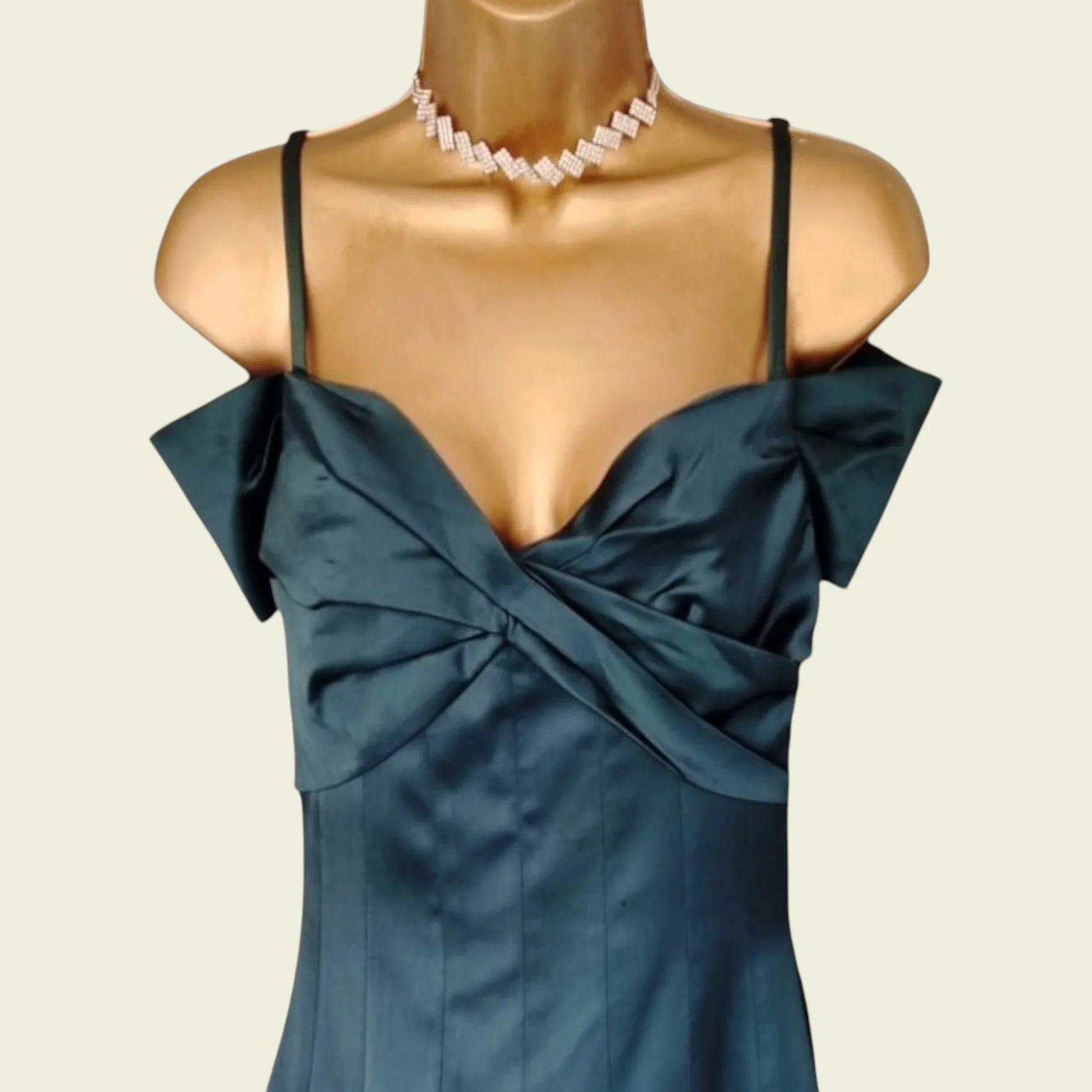 Karen Millen Emerald Green Satin Look Occasion Dress UK 10 US 6 EU 36 - Timelessfashions