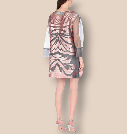 Alberta Ferretti Metallic Copper & Grey Sheer Organza Silk Dress UK 8 US 4 EU 36 Timeless Fashions