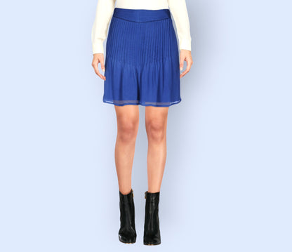 Hoss Intropia Blue Pleated Crepe Mini Skirt UK 12 US 8 EU 40 Timeless Fashions