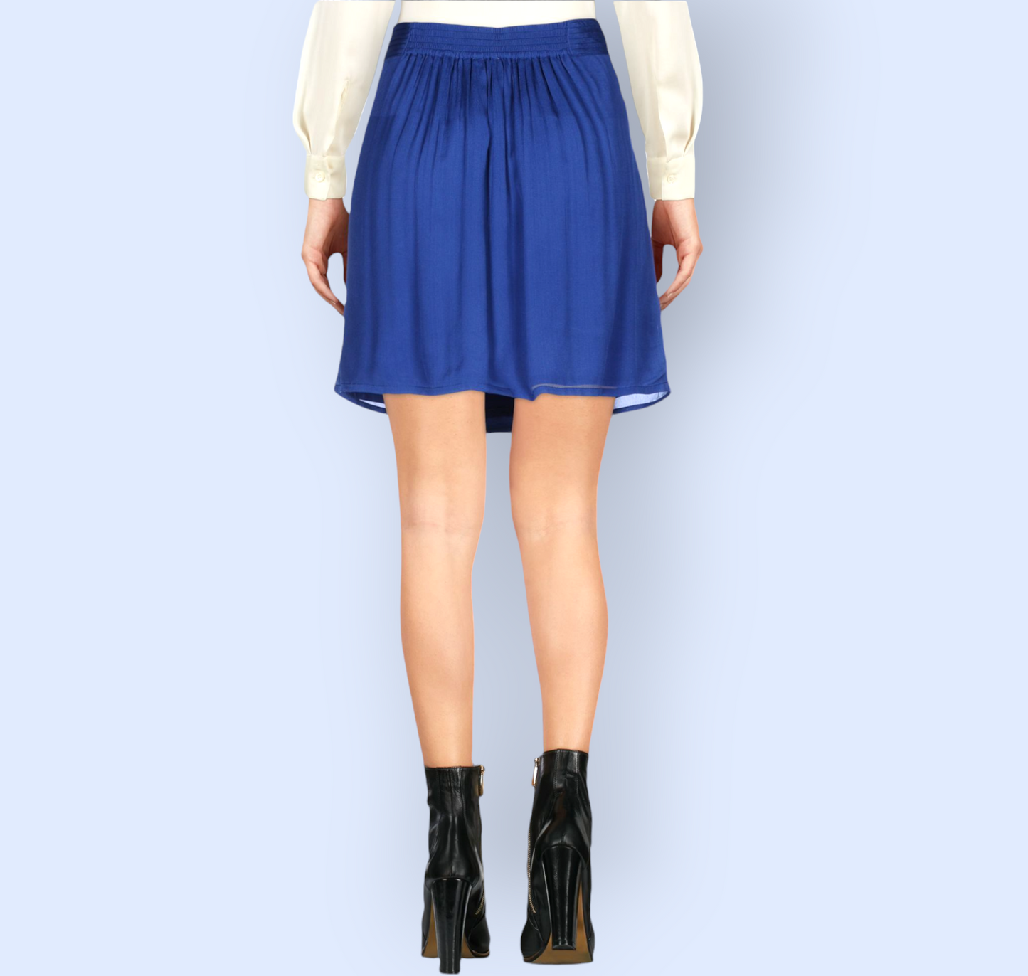 Hoss Intropia Blue Pleated Crepe Mini Skirt UK 12 US 8 EU 40 Timeless Fashions