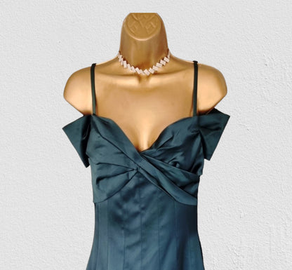 Karen Millen Emerald Green Satin Look Occasion Dress UK 10 US 6 EU 36 Timeless Fashions