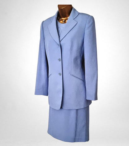 Kasper & Company Women’s Vintage Pale Blue Three Piece Suit UK 10 US 6 EU 38 Timeless Fashions
