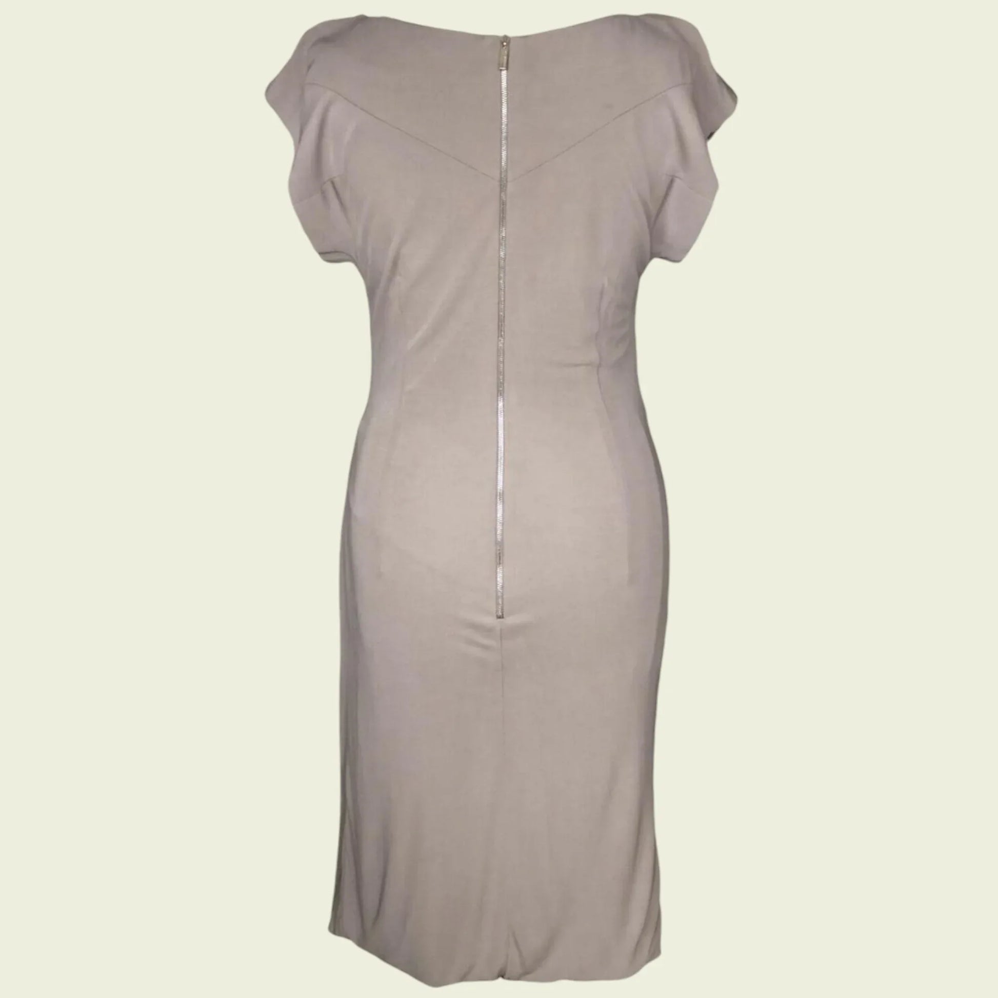 Karen Millen Taupe Jersey Folded Stretch Mini Dress UK 12 US 8 EU 40 - Timelessfashions