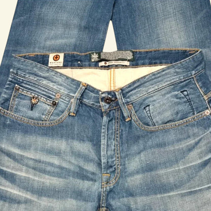 Kuyichi Daniel Men's Blue Regular Fit Straight Leg Faded Denim Jeans W34 L32 - Timelessfashions