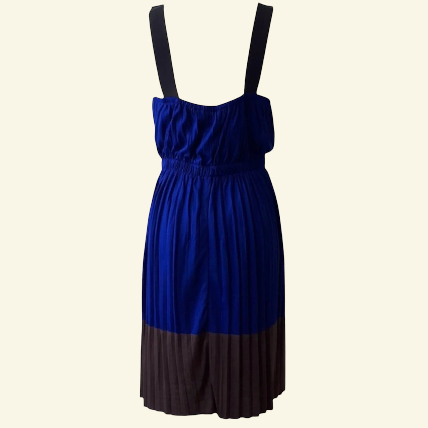 Hoss Intropia Blue & Brown Colour Block Pleated Sundress UK 10 US 6 EU 38 - Timelessfashions
