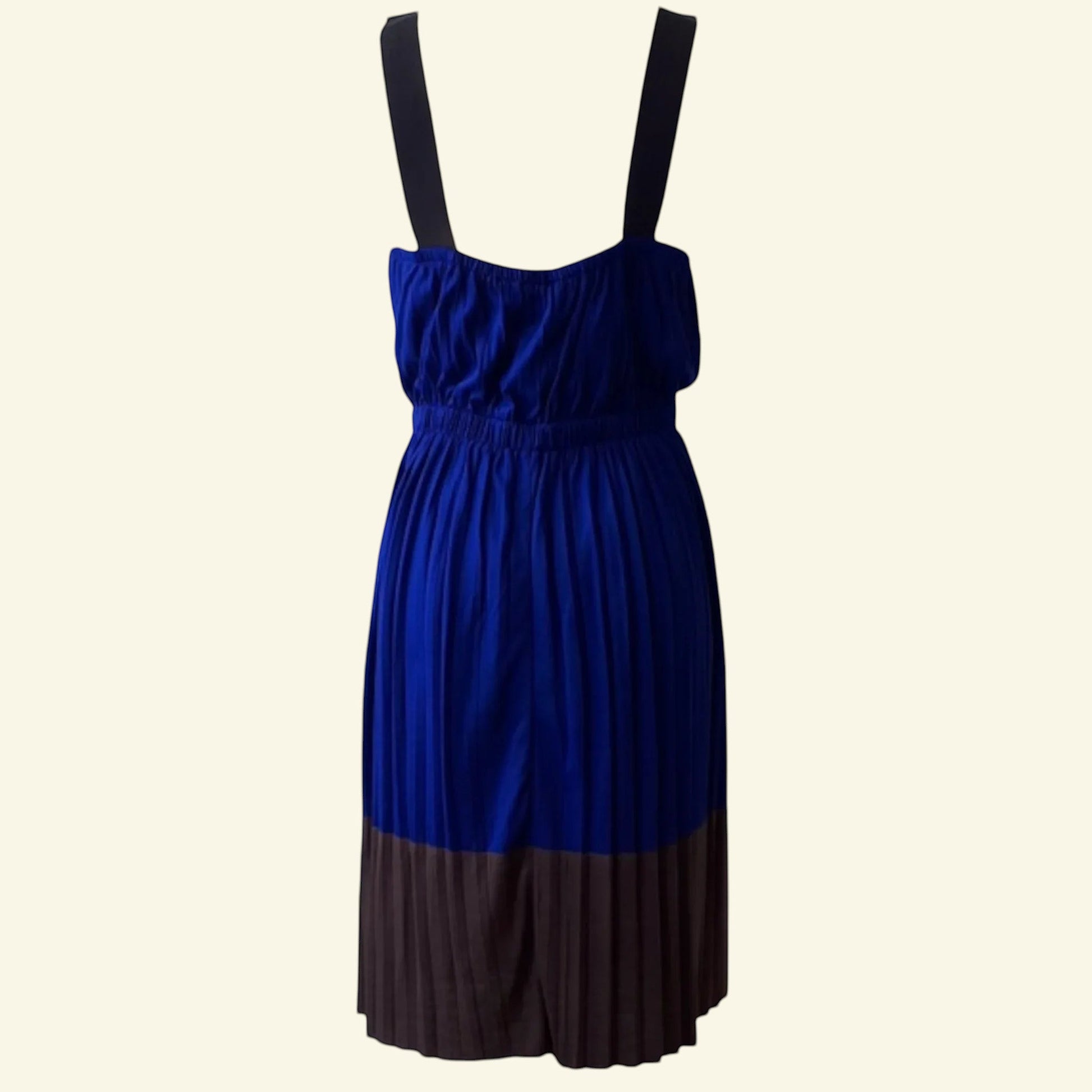 Hoss Intropia Blue & Brown Colour Block Pleated Sundress UK 10 US 6 EU 38 - Timelessfashions
