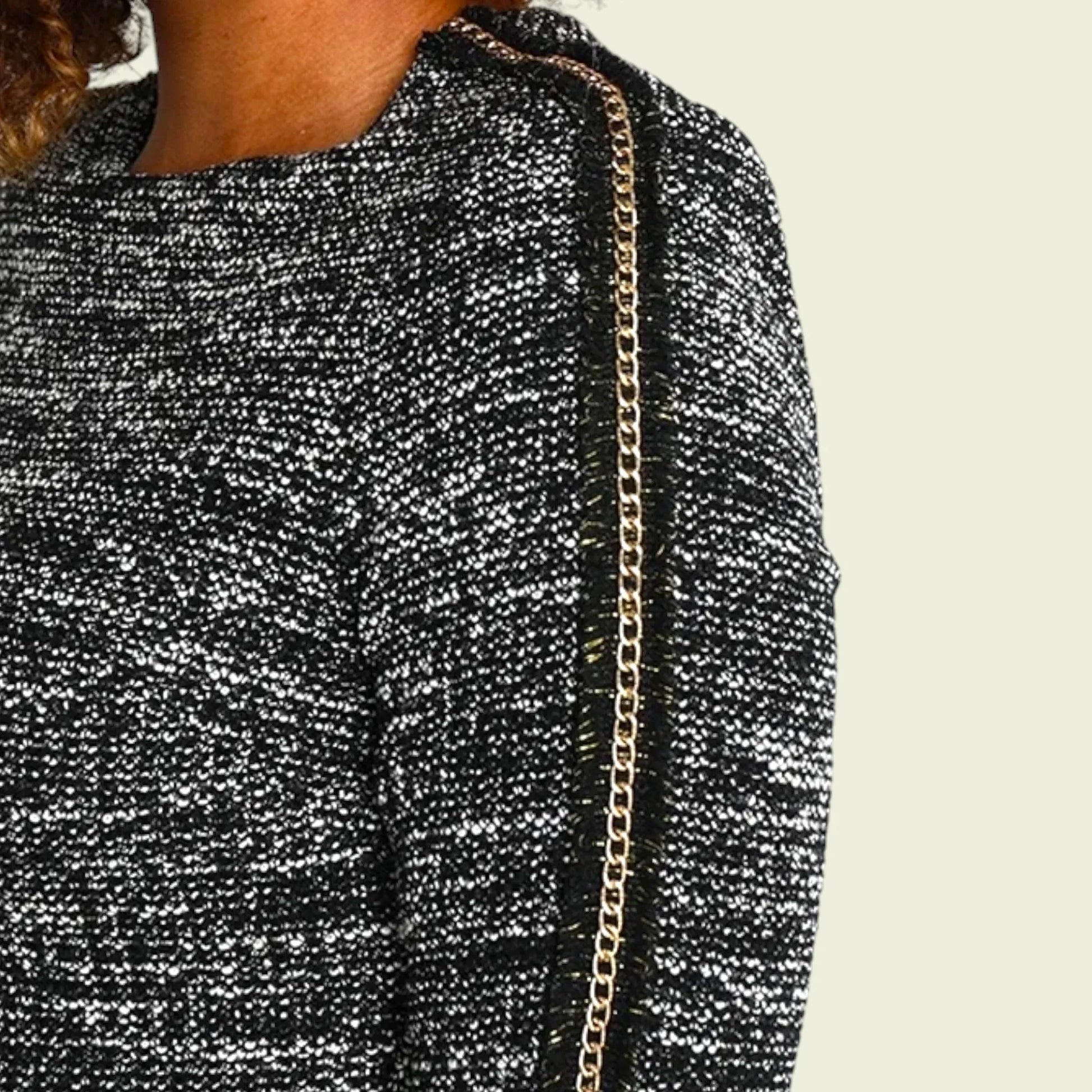 Guess Black & White Chain Detail Peplum Top UK 6 US 2 EU 34 - Timelessfashions