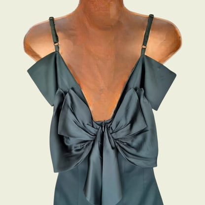 Karen Millen Emerald Green Satin Look Occasion Dress UK 10 US 6 EU 36 - Timelessfashions