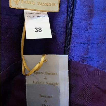 Paule Vasseur Purple Silk Special Occasion Outfit UK 10 US 6 EU 38 - Timelessfashions