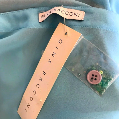 Gina Bacconi Turquoise Chiffon 3 Piece Special Occasion Outfit UK 12 US 8 EU 40 - Timelessfashions