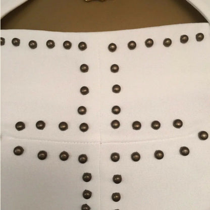 Bourne Ivory Studded Peplum Dress UK 10 US 6 EU 38 - Timelessfashions
