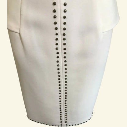 Bourne Ivory Studded Peplum Dress UK 10 US 6 EU 38 - Timelessfashions