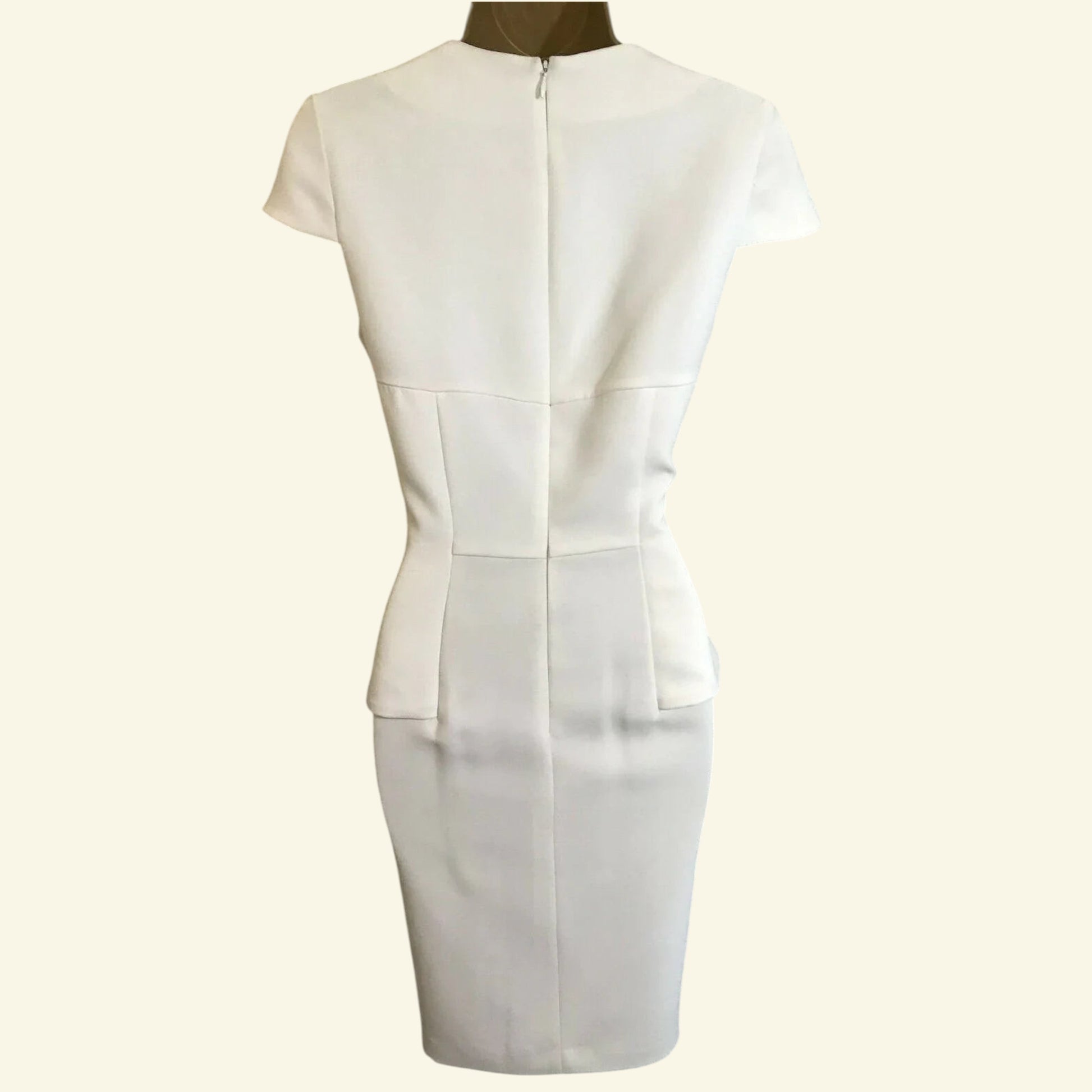 Bourne Ivory Studded Peplum Dress UK 10 US 6 EU 38 - Timelessfashions