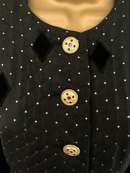 Basler Womens Vintage Black Silk 80's Jacket UK 8/10 US 4/6 EU 36/38 Timeless Fashions