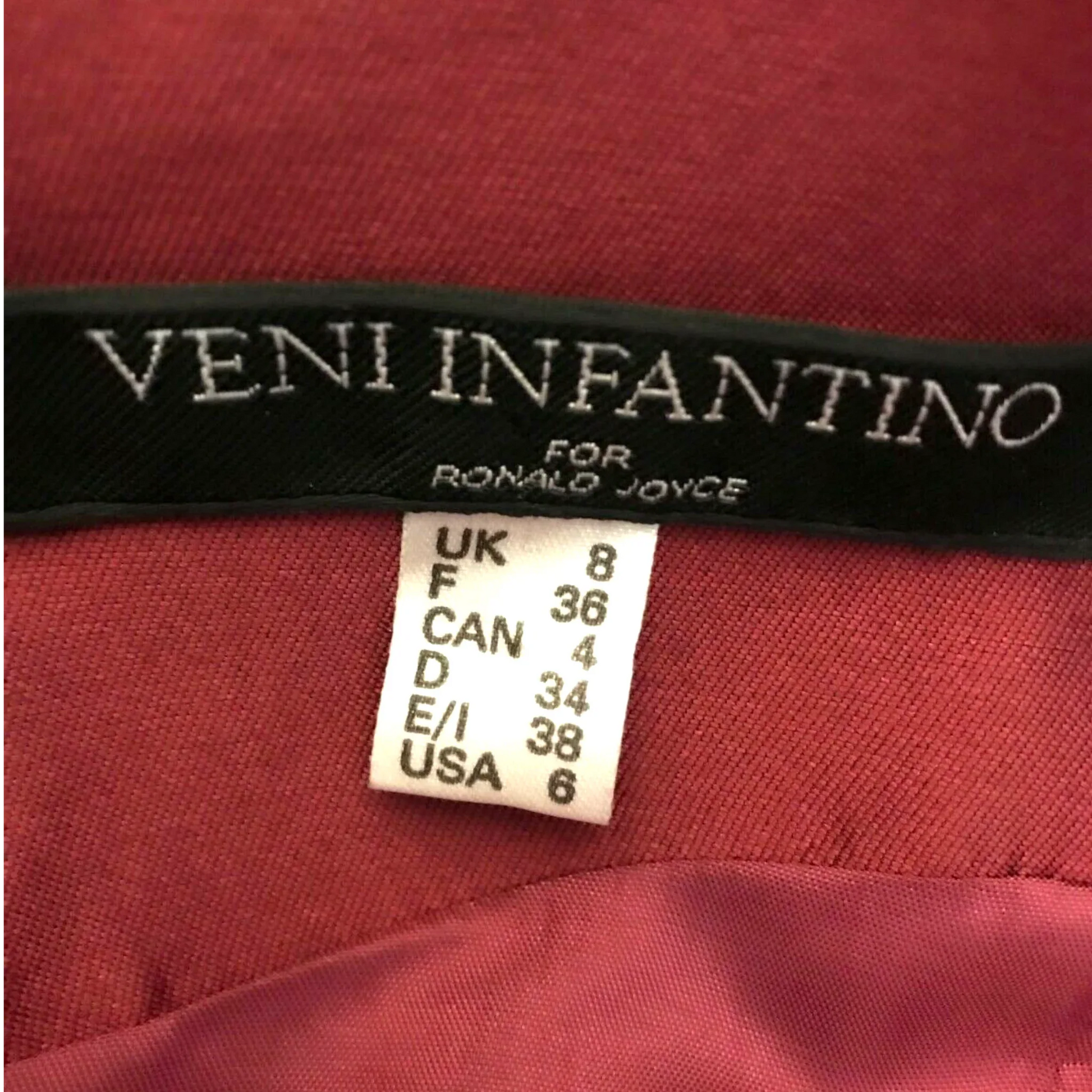 Veni Infantino for Ronald Joyce Women's Claret Satin Pencil Dress UK 8 US 4 EU 36 IT 40 - Timelessfashions