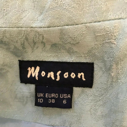 Monsoon Vintage Aqua Green Linen Silk Short Sleeved Top UK 10 US 6 EU 38 - Timelessfashions