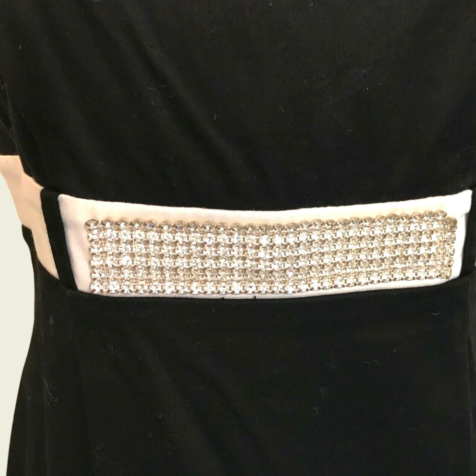 Diamante detail on black and white dress