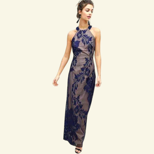 Little Mistress Blue Embellished Maxi Dress UK 8 US 4 EU 36 - Timelessfashions