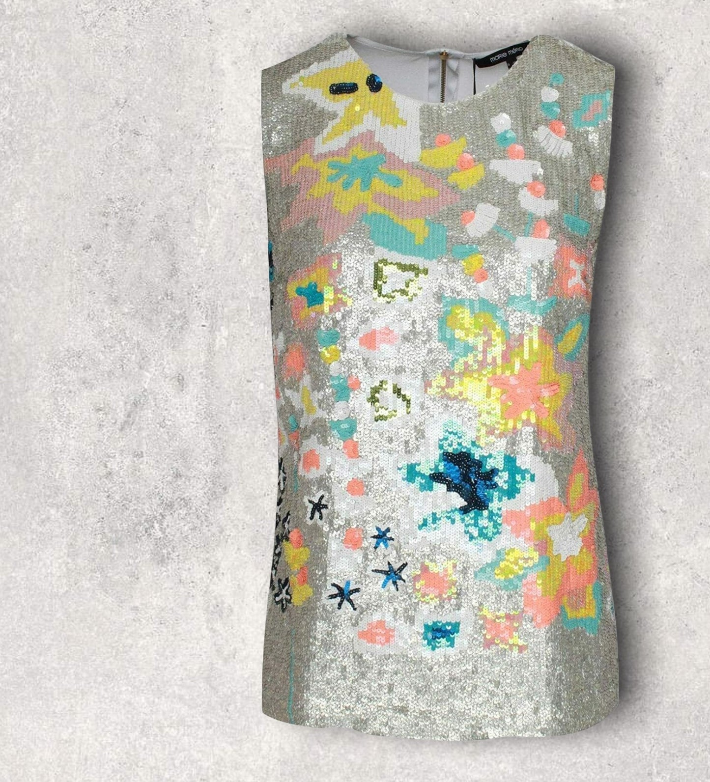Marie Mero Multicoloured Floral Sleeveless Sequin Detail Top UK 16 BNWT RRP £115.00 Timeless Fashions
