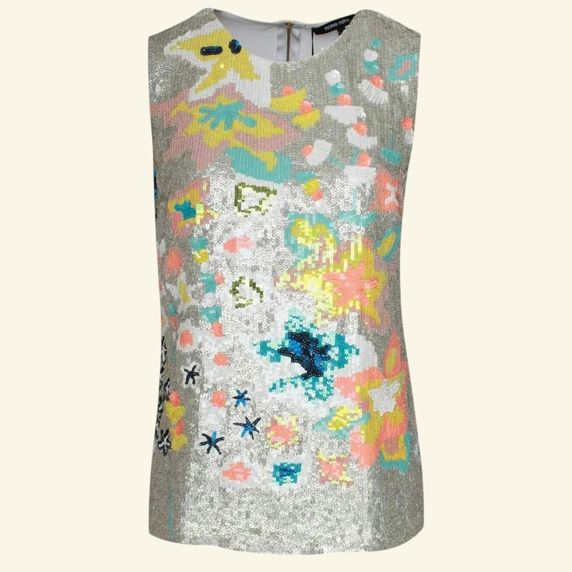 Marie Mero Sleeveless Floral Sequin Detail Top UK 16 - Timelessfashions