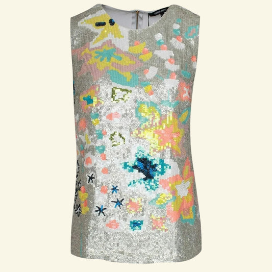 Marie Mero Sleeveless Floral Sequin Detail Top UK 16 - Timelessfashions