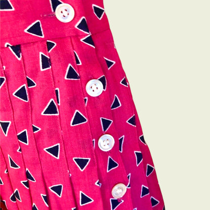 Jaeger Vintage Hot Pink Pleated Wool Skirt UK 6 US 2 EU 34