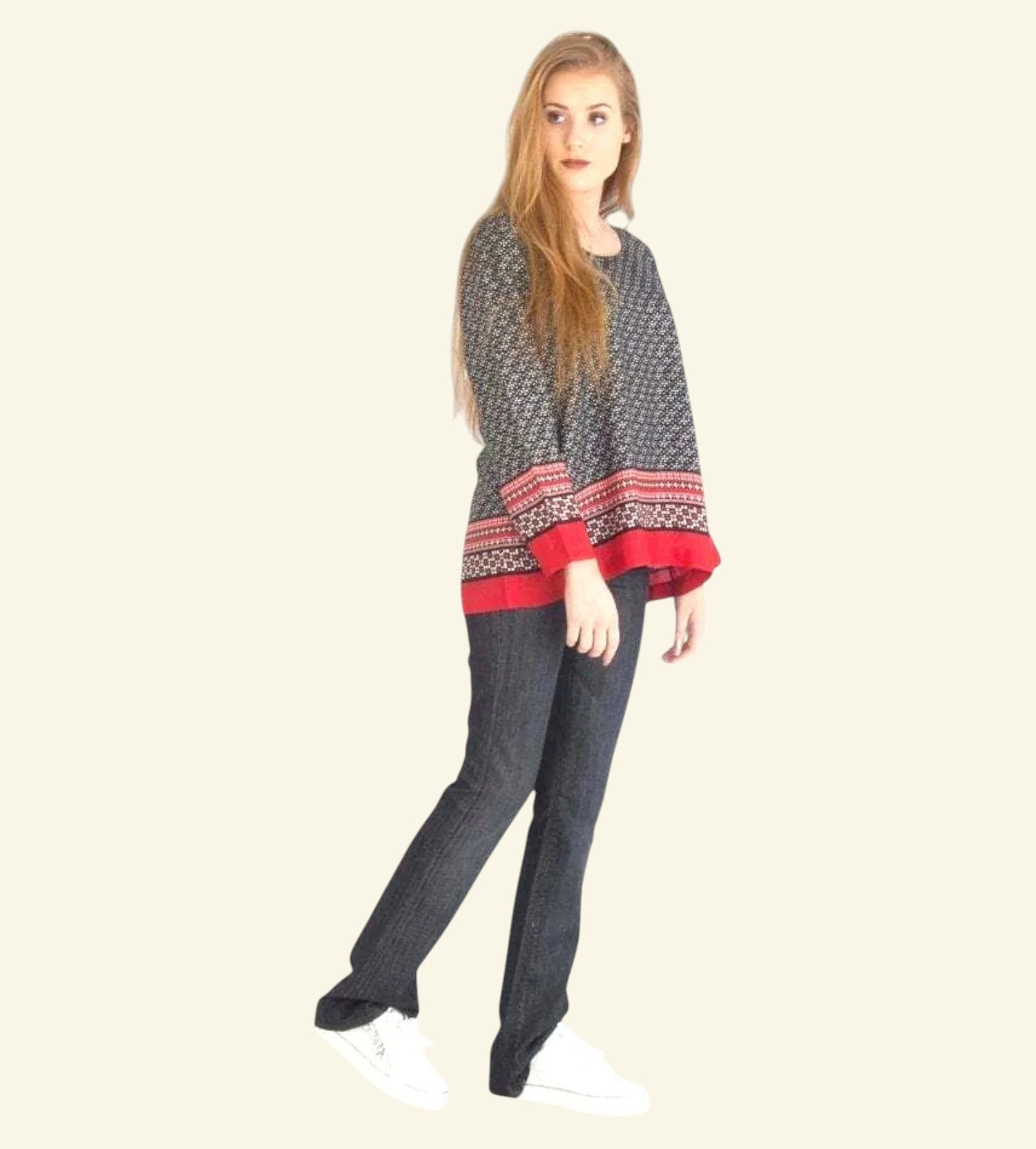 Masai Clothing White Black & Red Daiva Print Top UK 12 US 8 EU 40 - Timelessfashions