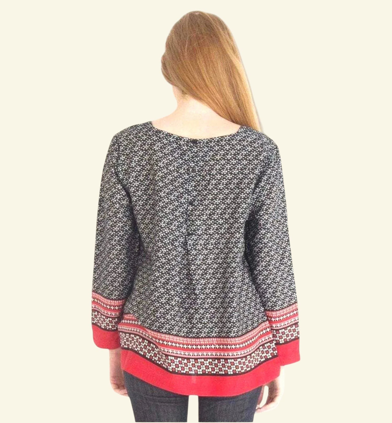 Masai Clothing White Black & Red Daiva Print Top UK 12 US 8 EU 40 - Timelessfashions