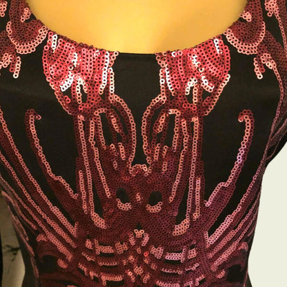 MIchaela Louisa Black & Red Sequin Silhouette Dress UK 16 US 12 EU 44 - Timelessfashions