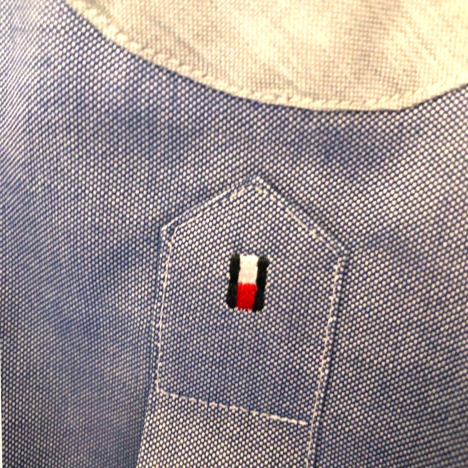 Tommy Hilfiger Men's Mid Blue Elbow Patch Long Sleeve Shirt Size 40 15 3/4" - Timelessfashions
