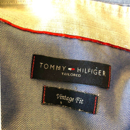 Tommy Hilfiger Men's Mid Blue Elbow Patch Long Sleeve Shirt Size 40 15 3/4" - Timelessfashions