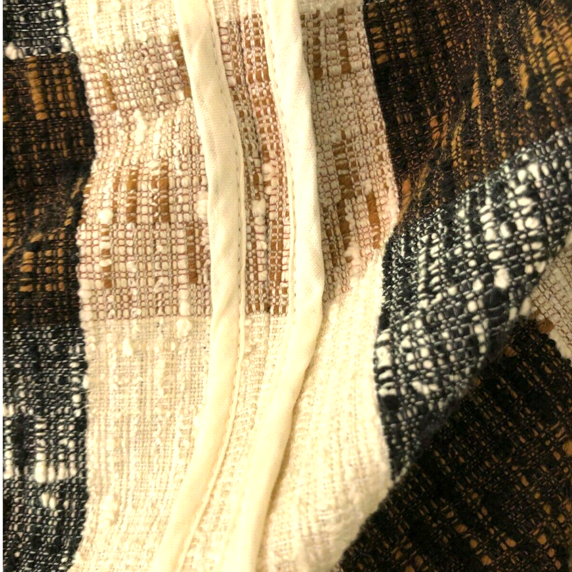 Close-up of textured fabric with a focus on pattern and color.