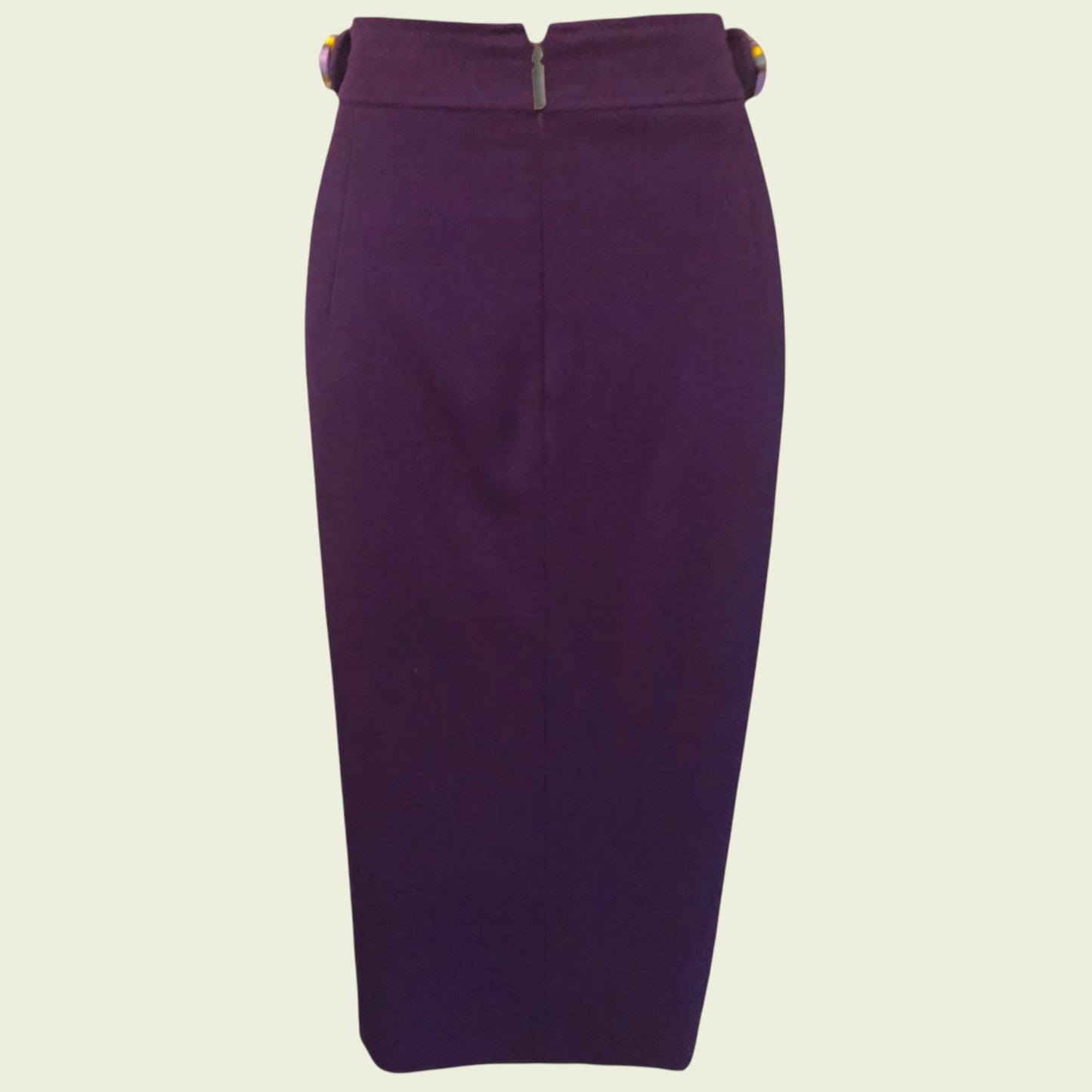 Purple pencil skirt on a beige background