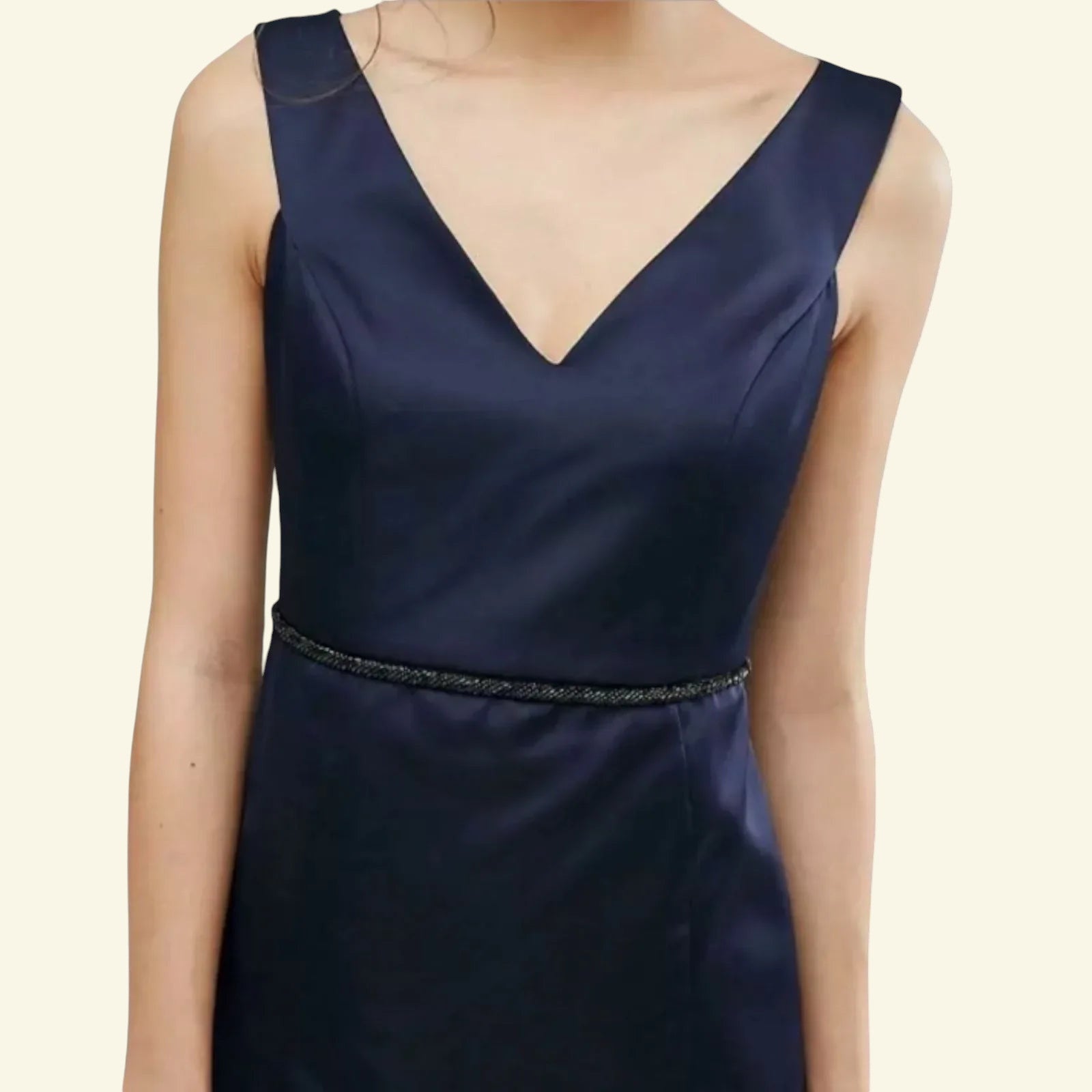 Coast Navy Blue Satin Leticia Heart Neckline Dress UK 10 US 6 EU 38 - Timelessfashions