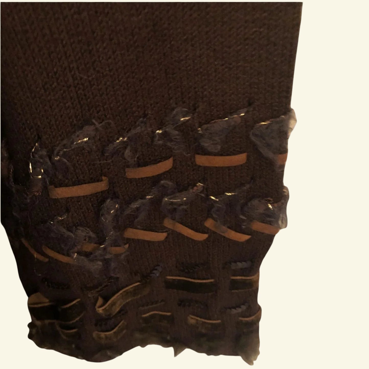 Betty Barclay Long Brown Rabbit Fur Trim Belted Cardigan UK 12 US 8 EU 40 - Timelessfashions
